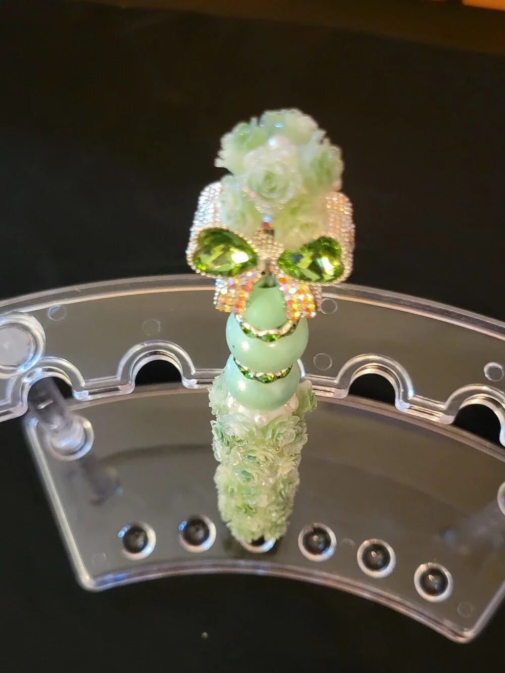 Mint Green Floral Beaded Handmade Pen